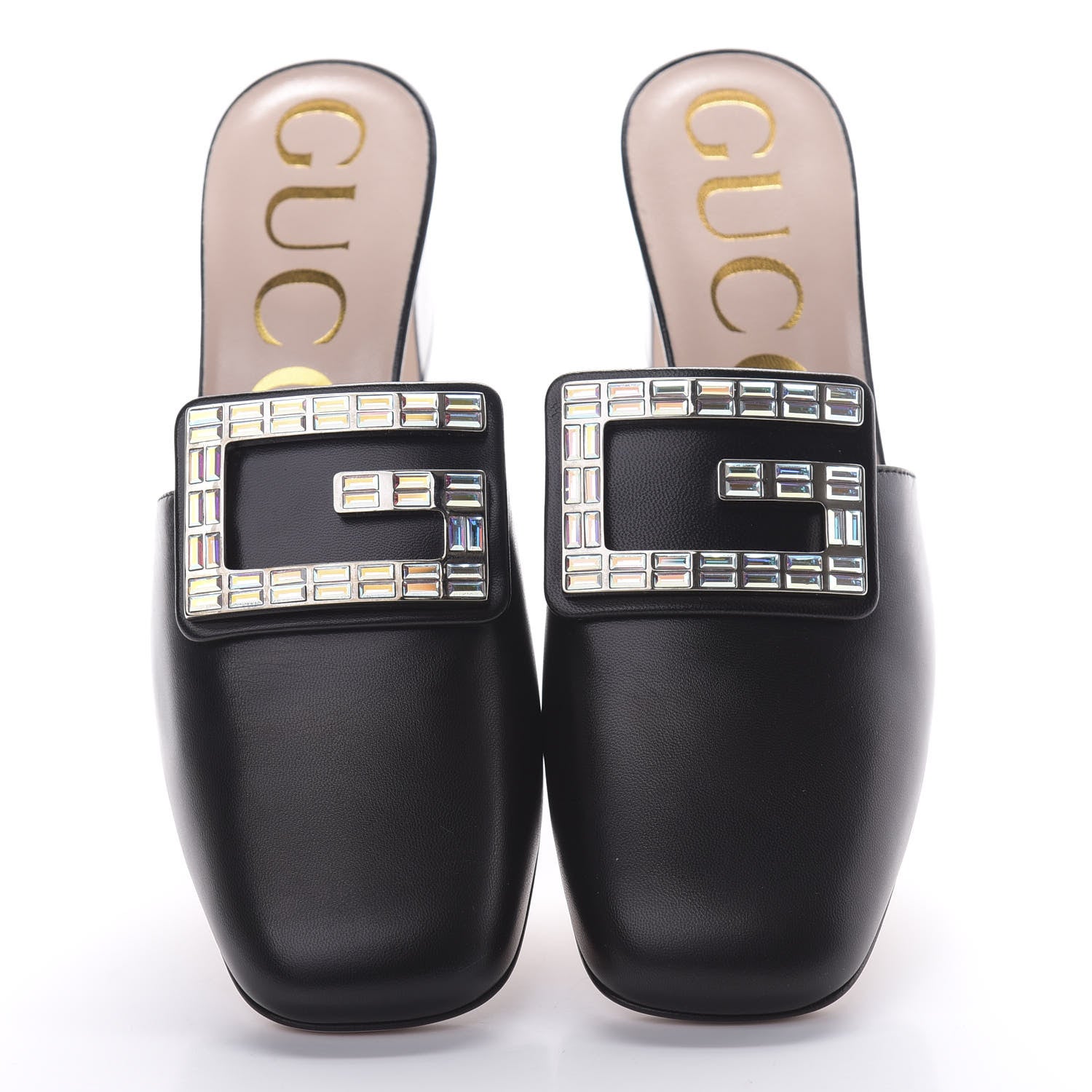 Gucci Malaga Kid Crystal Square G Madelyn Mules 37 Black 5 of 9