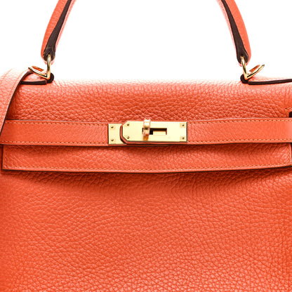 Hermes Taurillon Clemence Kelly Retourne 28 Orange 8 of 11
