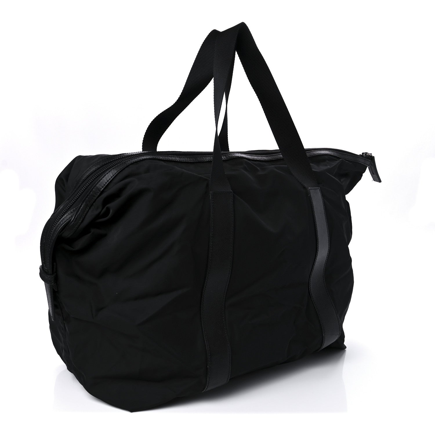 Prada Tessuto Nylon Calfskin Weekender Black 2 of 8