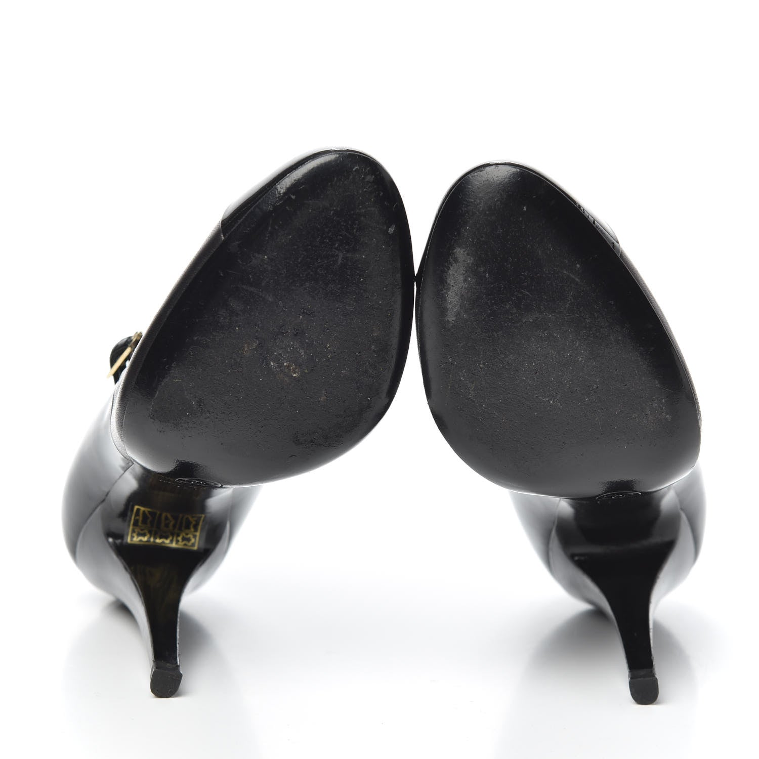 Chanel Lambskin Patent Cap Toe T Strap Pumps 37.5 Black 7 of 7