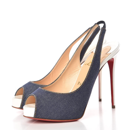 Christian Louboutin Denim Private Number 120 Pumps 36.5 Blue White 3 of 14