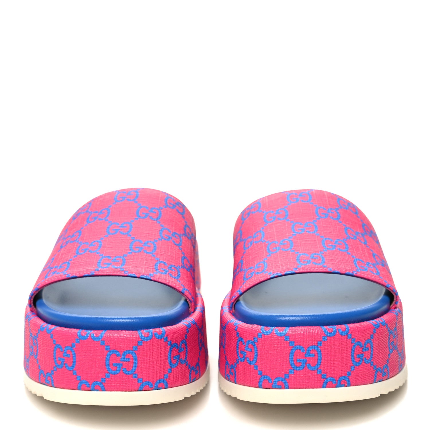 Gucci GG Supreme Joy Monogram Angelina Platform Slide Sandals 39 Fuxia Blue 2 of 8