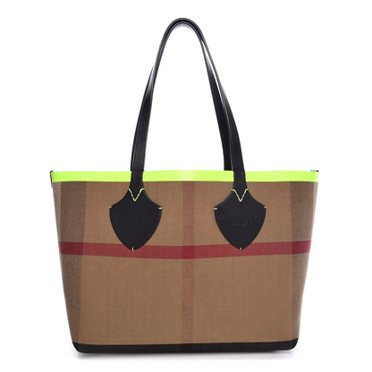 Burberry Canvas Mega Check The Giant Reversible Tote Black Neon Yellow 1 of 10