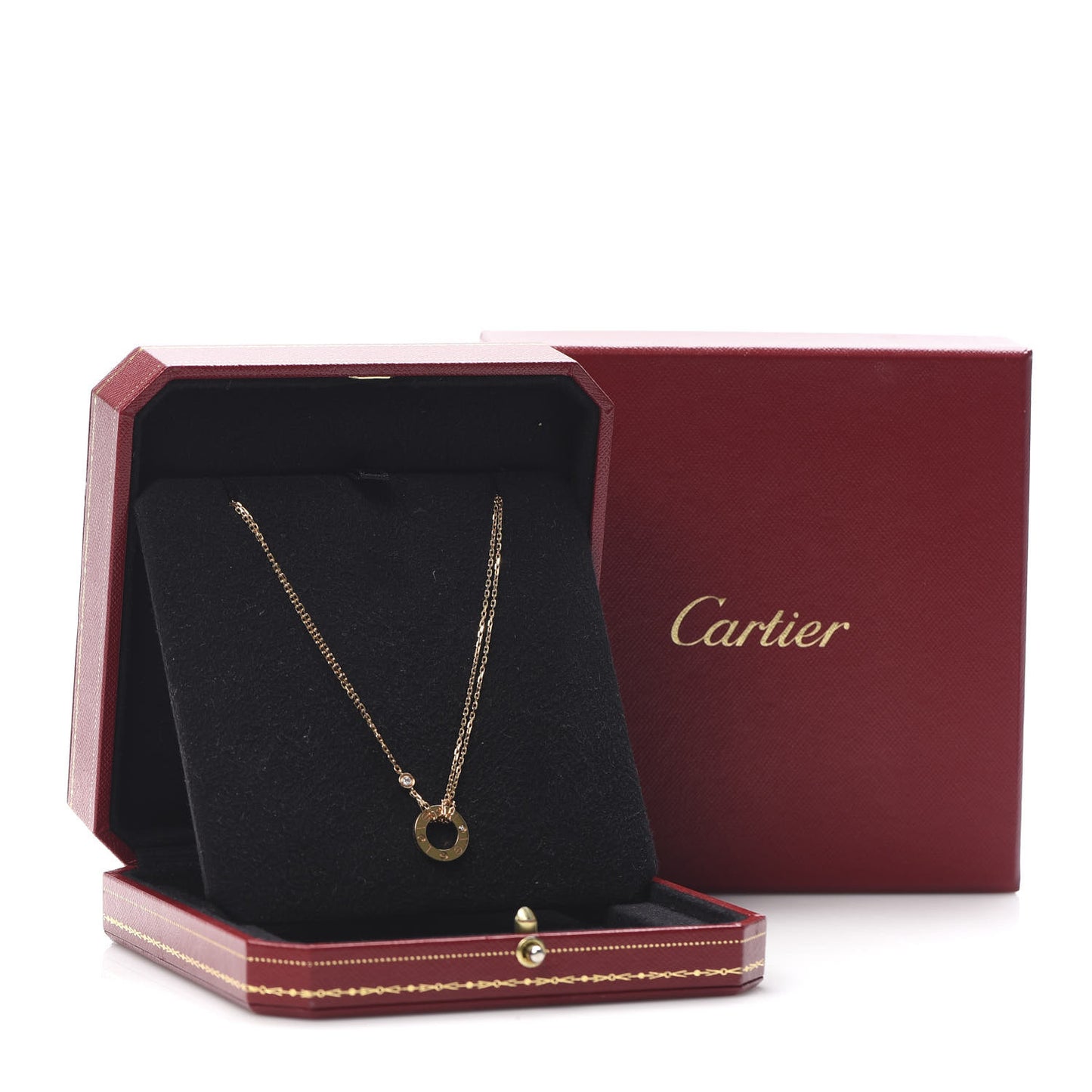 18K Yellow Gold 2 Diamond LOVE Necklace