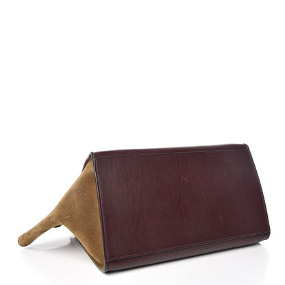 Celine Smooth Calfskin Suede Medium Tri-Color Trapeze Burgundy 5 of 11
