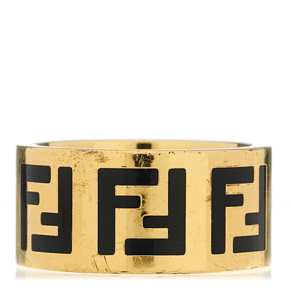 Fendi Metal Enamel Forever Fendi Ring M 54 7 Gold Black 1 of 7