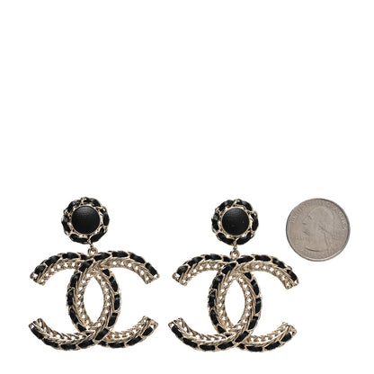 Chanel Lambskin CC Chain Drop Earrings Black Gold 2 of 5