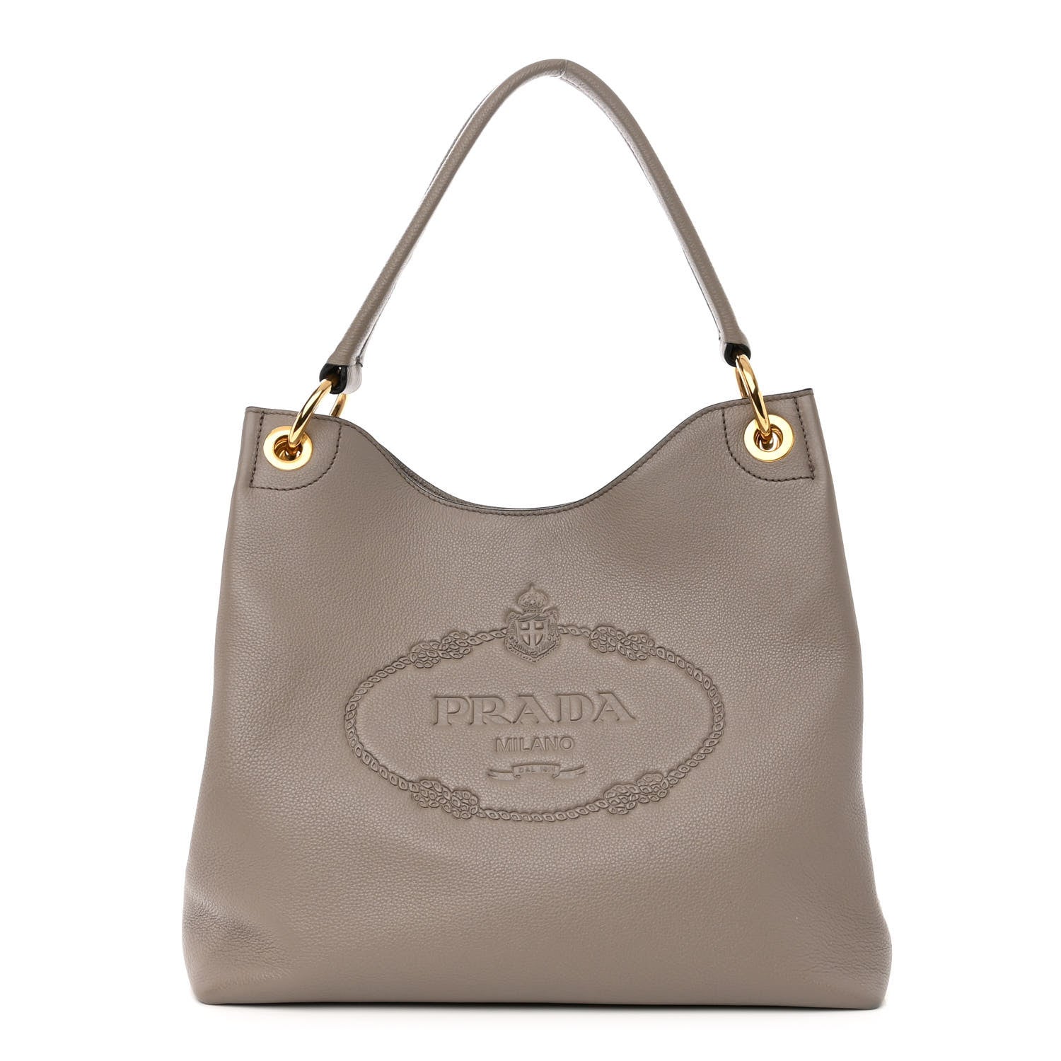Prada Vitello Phenix Logo Hobo Argilla 1 of 10