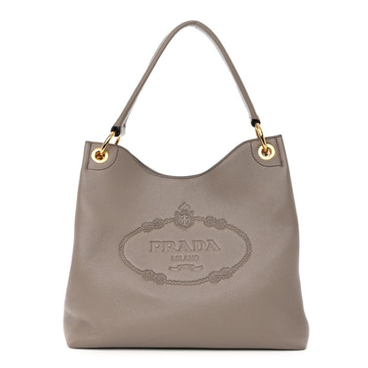 Prada Vitello Phenix Logo Hobo Argilla 1 of 10