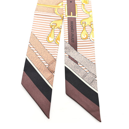 Hermes Silk Mors a Jouets Chemise Twilly Chocolate Gold Black 2 of 3