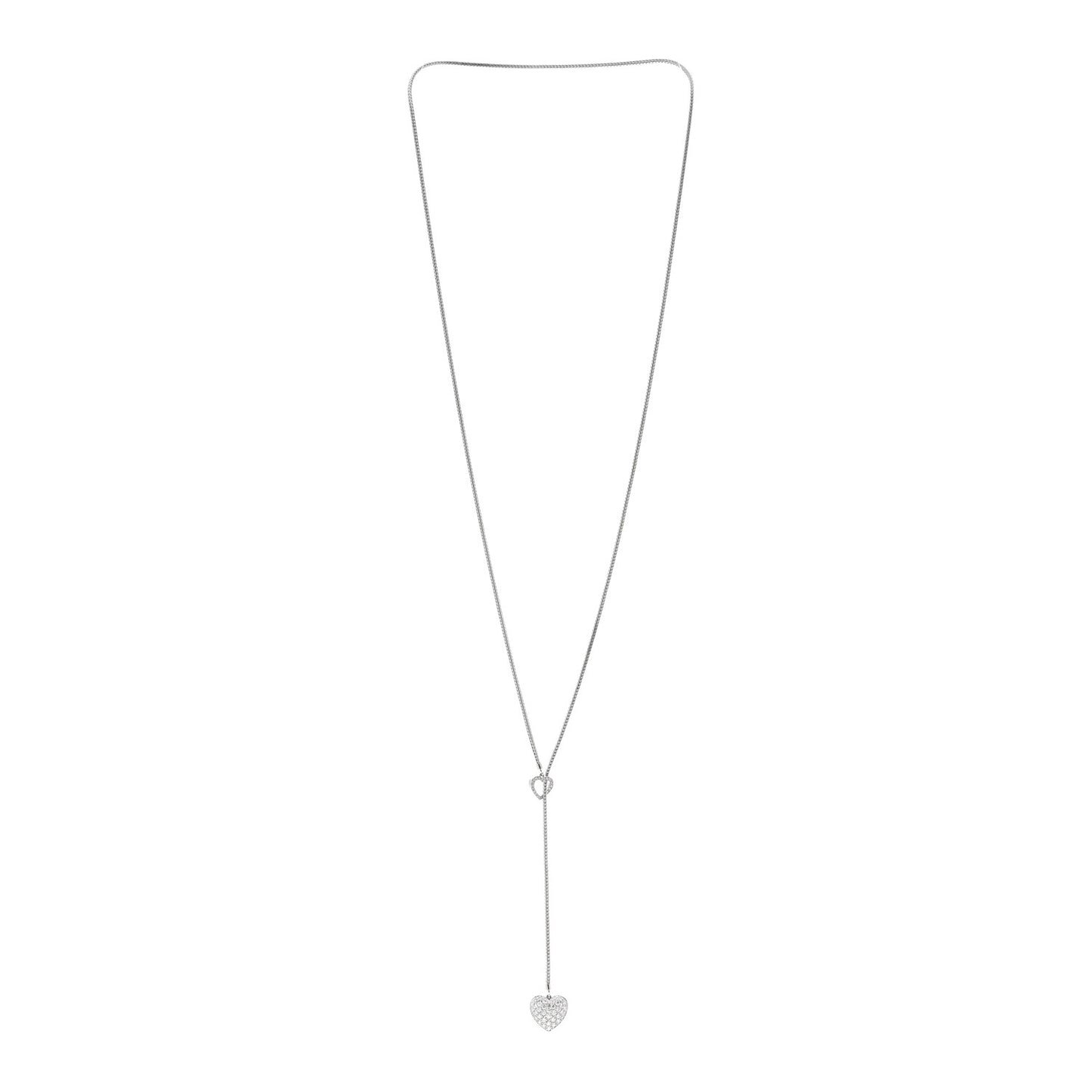 Platinum Diamond Heart Lariat Necklace