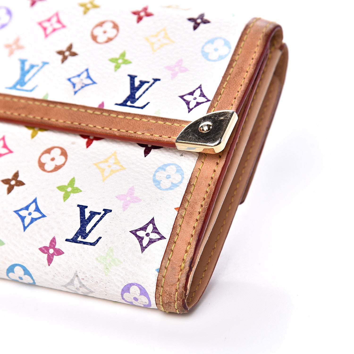 Louis Vuitton Monogram Multicolor Porte-Monnaie Billets Wallet White 8 of 13