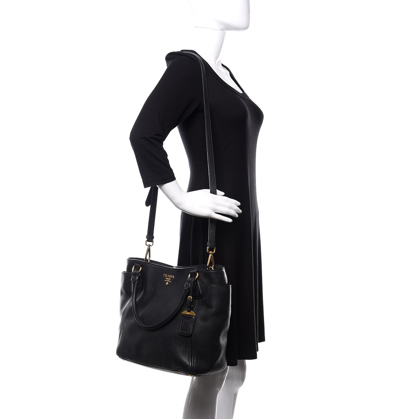 Vitello Daino Side Pocket Tote Black