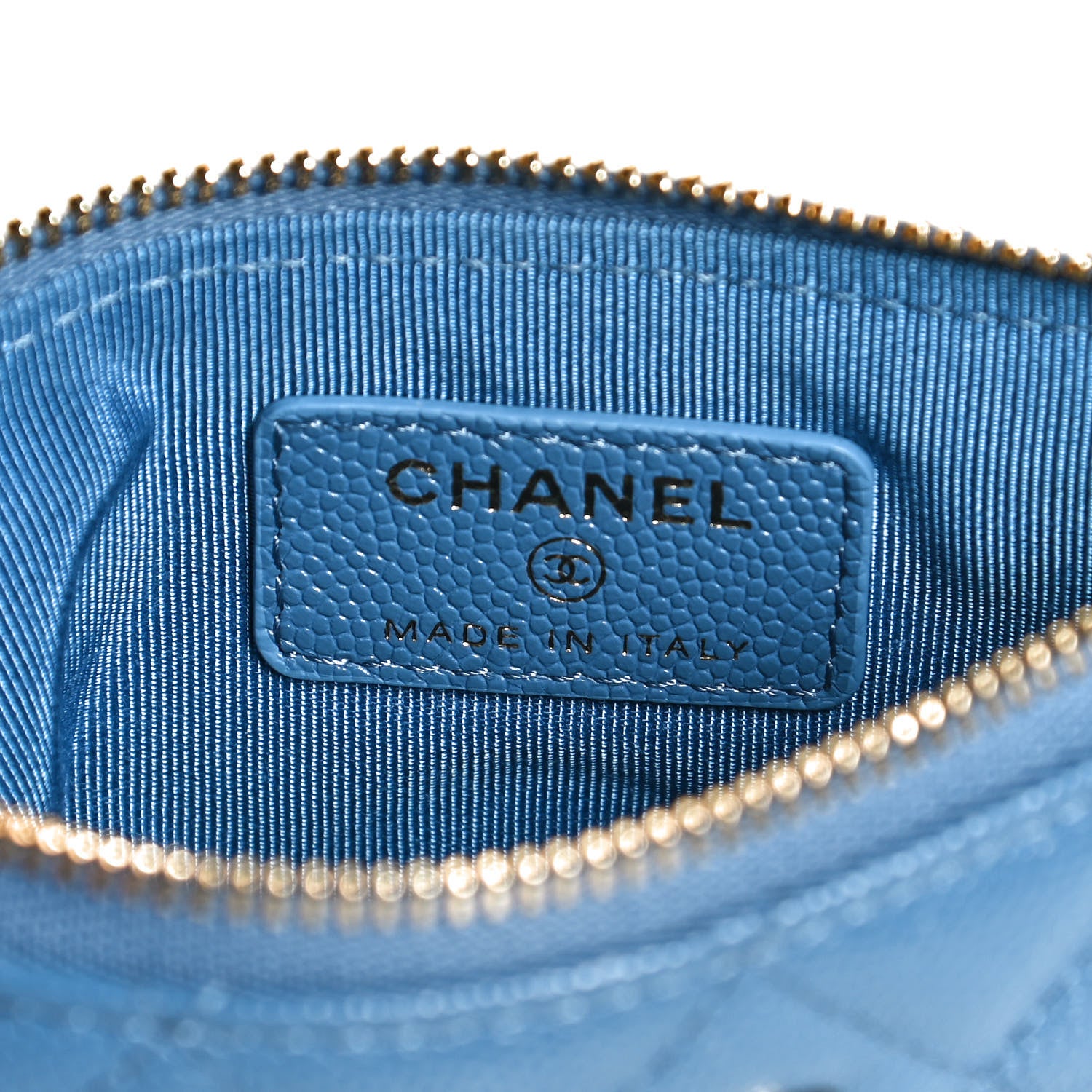 Chanel Caviar Quilted Small Cosmetic Case Blue 6 of 9