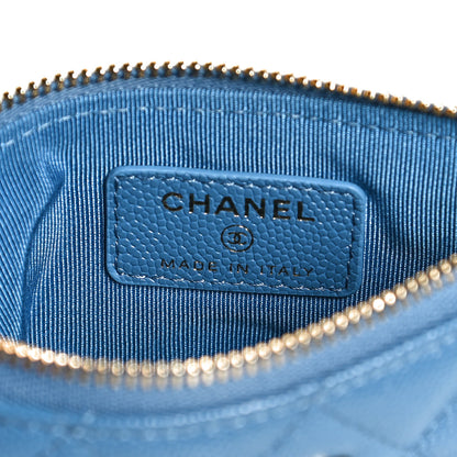 Chanel Caviar Quilted Small Cosmetic Case Blue 6 of 9