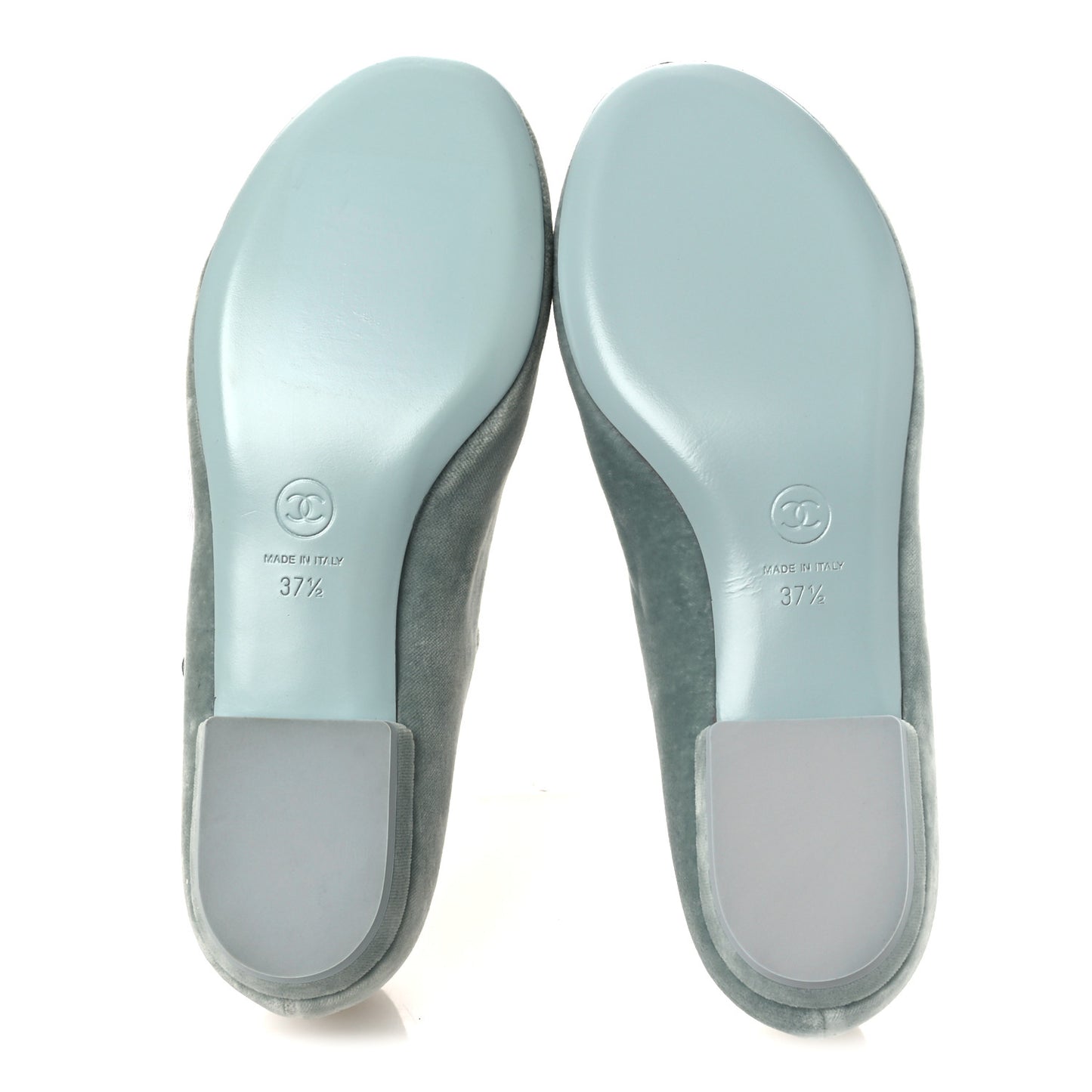 Velvet Grosgrain Bow Mary Jane Flats 37.5 Light Green White