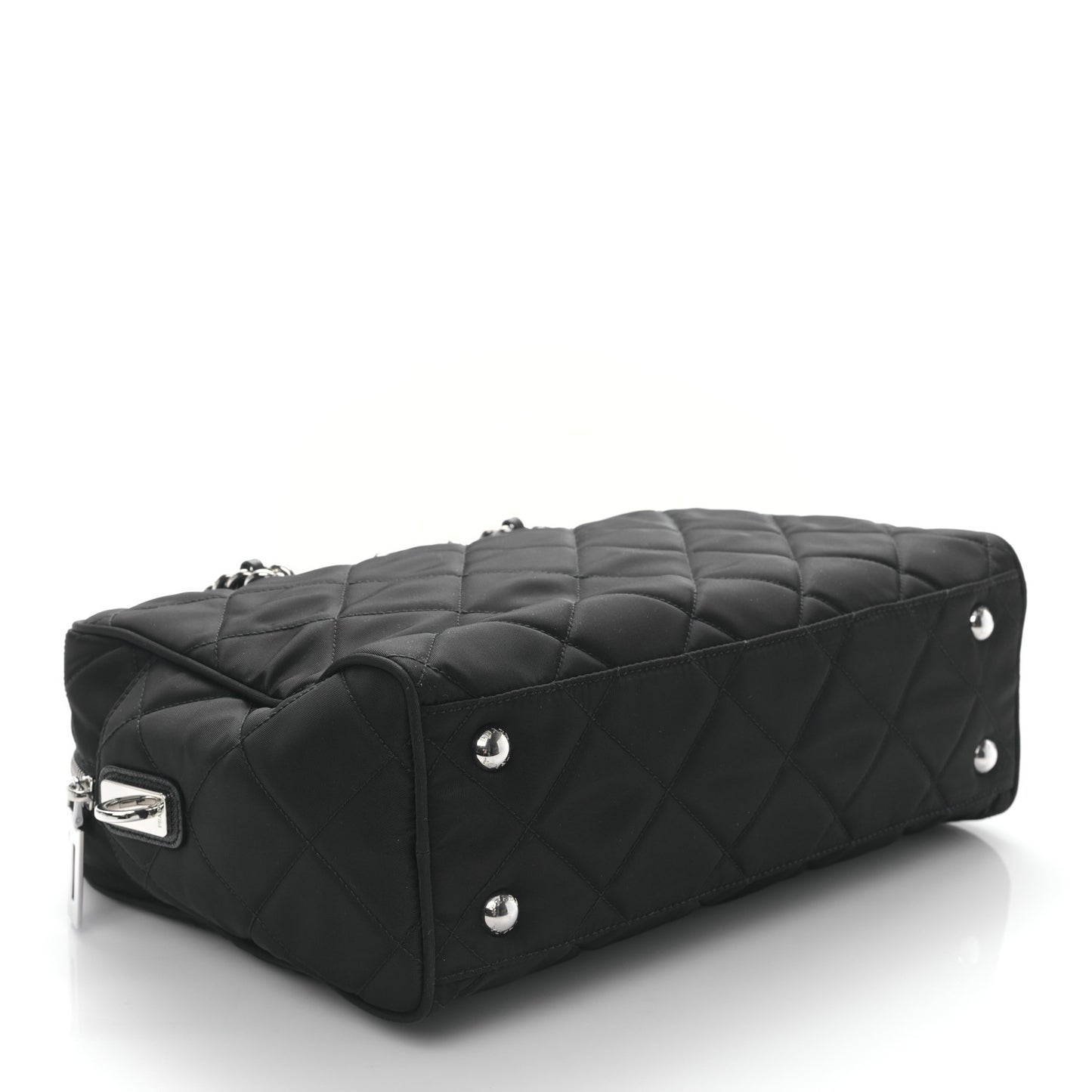 Nylon Tessuto Impuntu Quilted Shoulder Bag Black