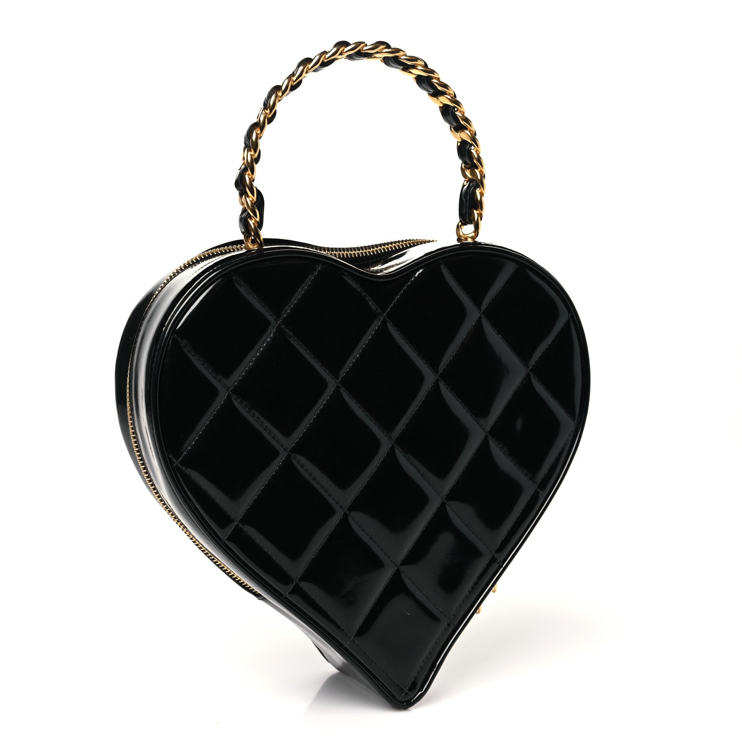 Chanel Patent Quilted CC Barbie Heart Vanity Case Black 3 of 13