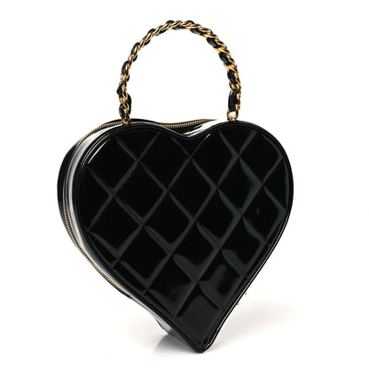 Chanel Patent Quilted CC Barbie Heart Vanity Case Black 3 of 13