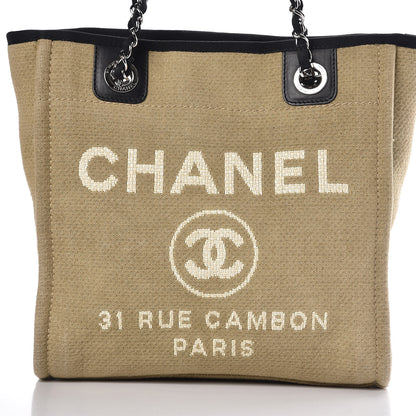 Chanel Canvas Mini Deauville Tote Beige Black 12 of 12