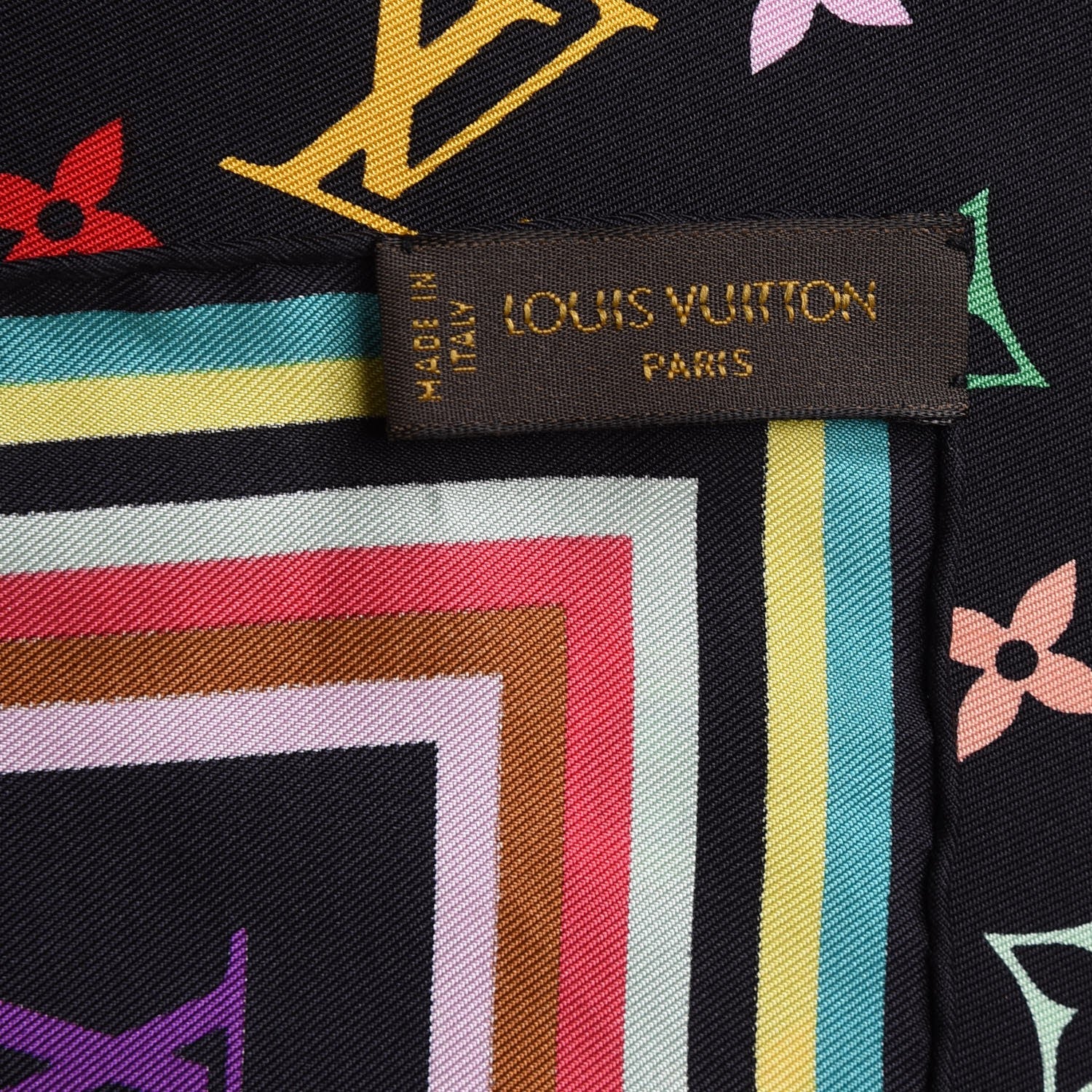 Louis Vuitton Silk Multicolor Eye Love Scarf Black 3 of 9