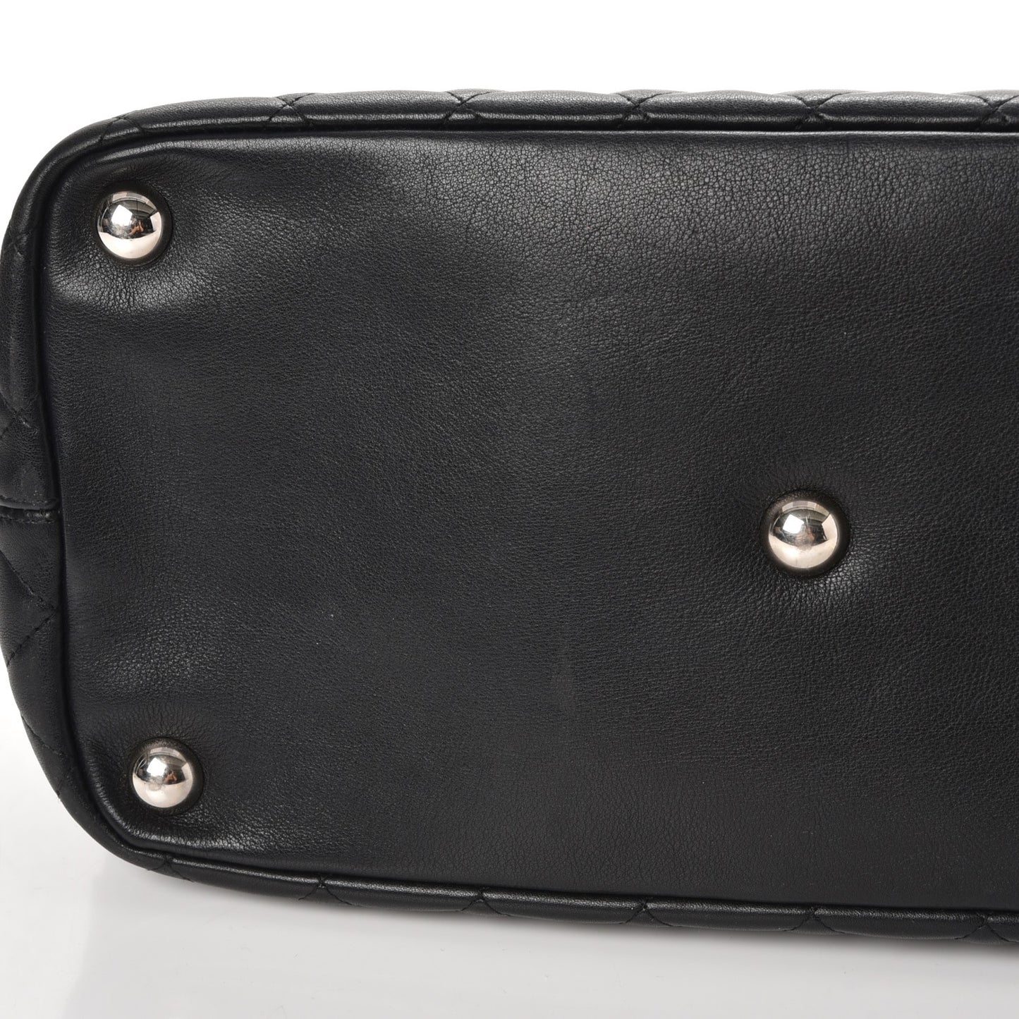 Calfskin Quilted Large Cambon Tote Black White