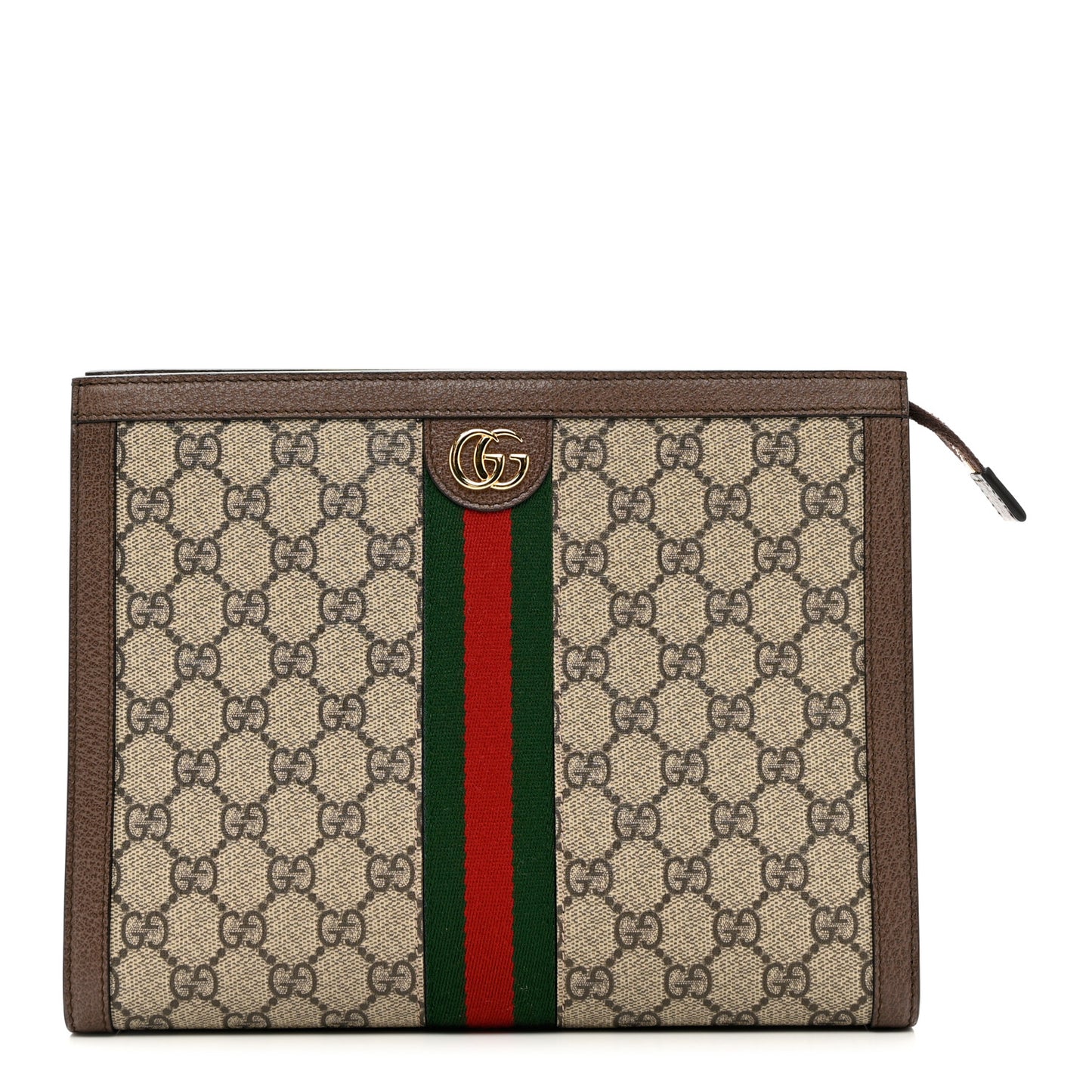 GG Supreme Monogram Web Ophidia Pouch Brown