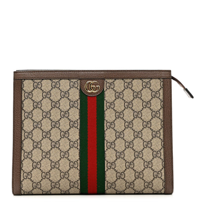 Gucci GG Supreme Monogram Web Ophidia Pouch Brown 1 of 8