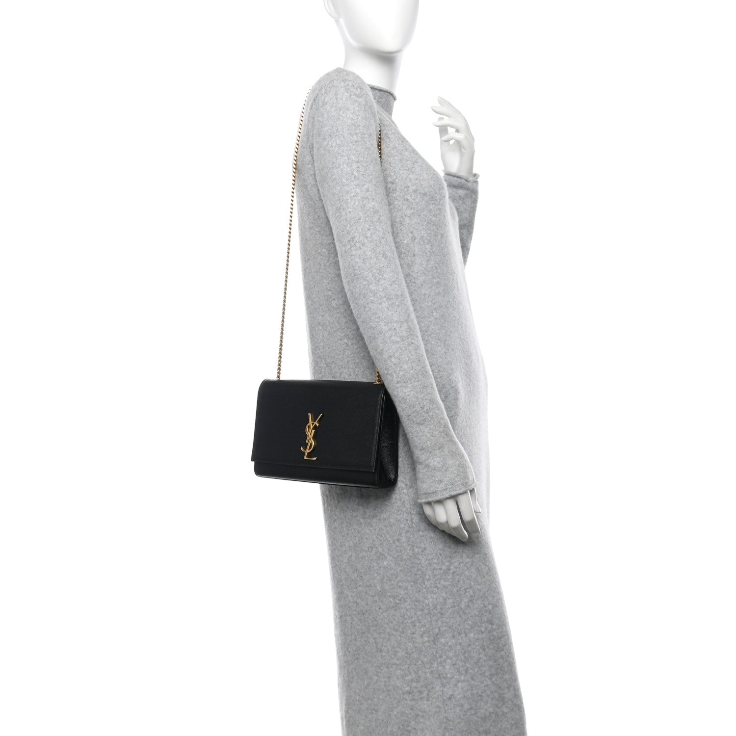 Saint Laurent Grain De Poudre Medium Classic Monogram Kate Satchel Black 2 of 10