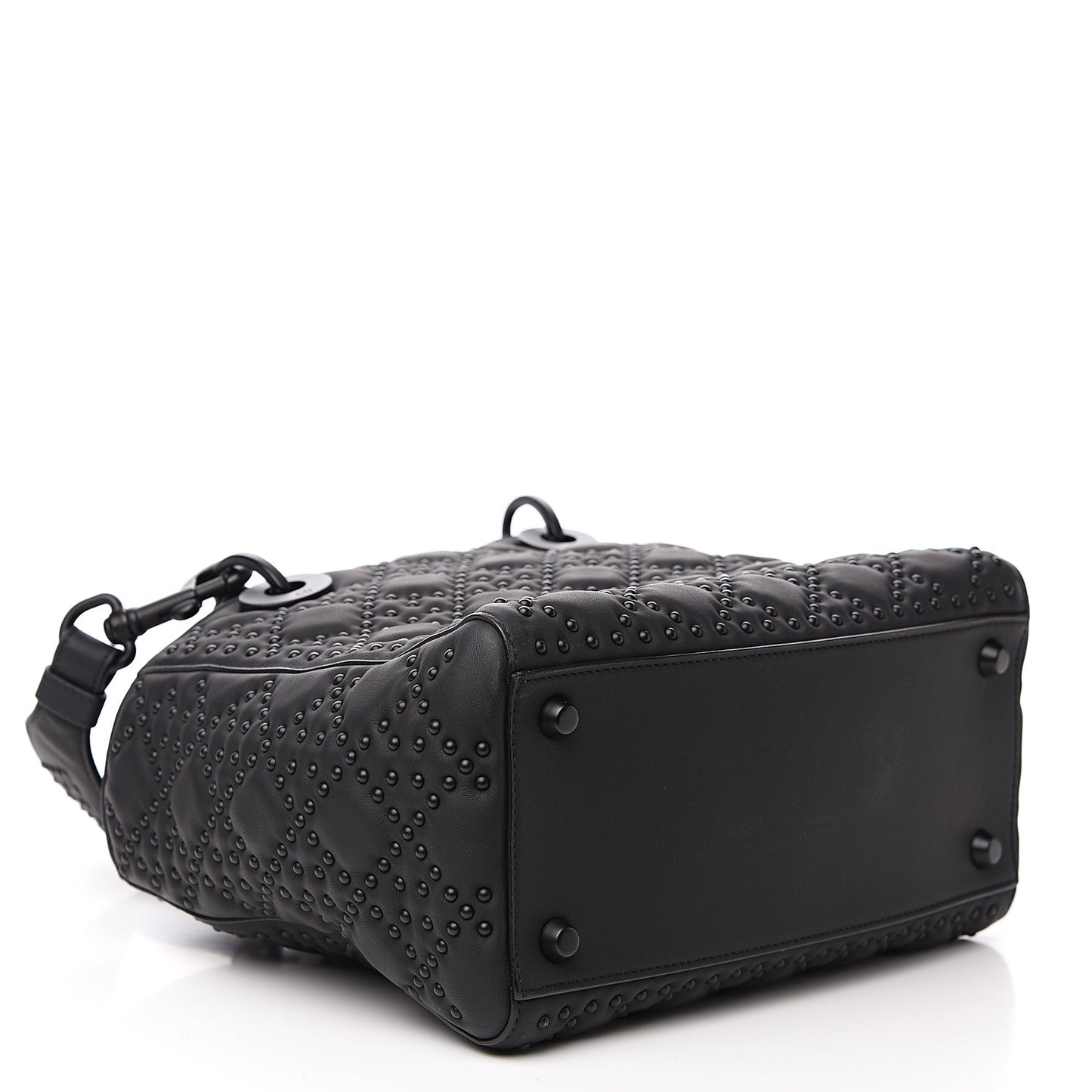 UItra Matte Calfskin Cannage Studded Medium Supple Lady Dior Black