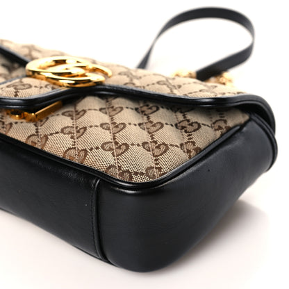 Gucci Monogram Matelasse Diagonal Mini GG Marmont Shoulder Bag Beige Black 9 of 9