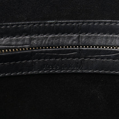 Celine Calfskin Crocodile Embossed Medium Phantom Luggage Black 7 of 12