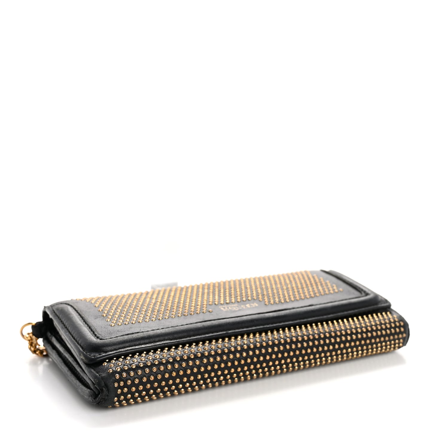 Calfskin Studded Wallet on Chain Black