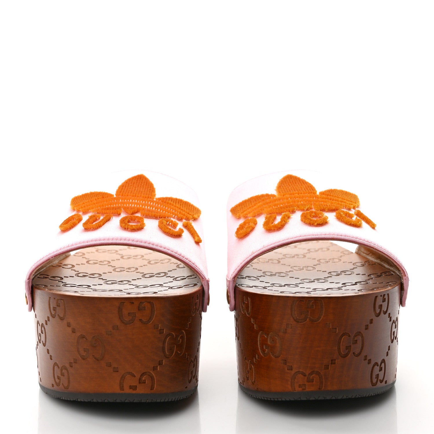 Gucci X ADIDAS Satin Raso Monogram Womens Platform Clogs 38.5 2 of 10