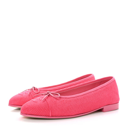 Chanel Embroidered Fabric Cap Toe CC Ballerina Flats 38.5 Dark Pink 3 of 9