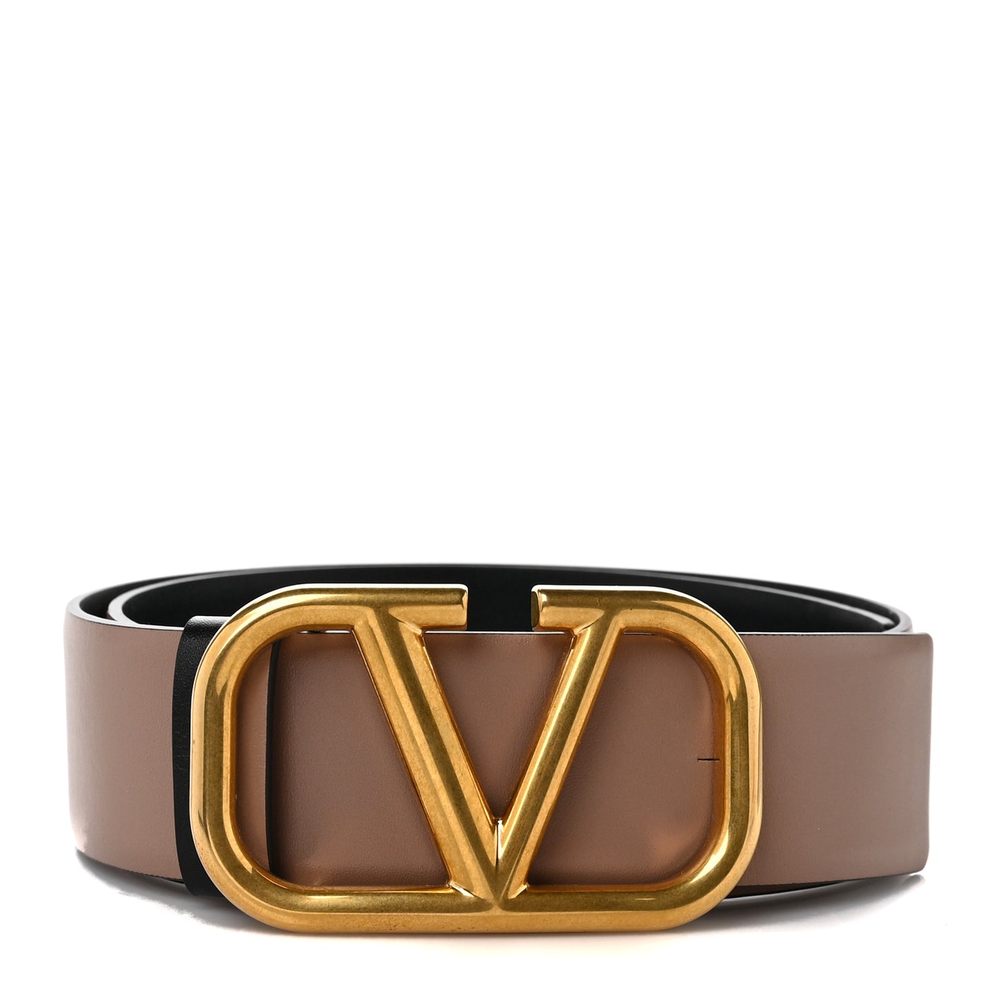 Glossy Calfskin VLogo Reversible 40mm Belt 65 26 Smokey Beige Black