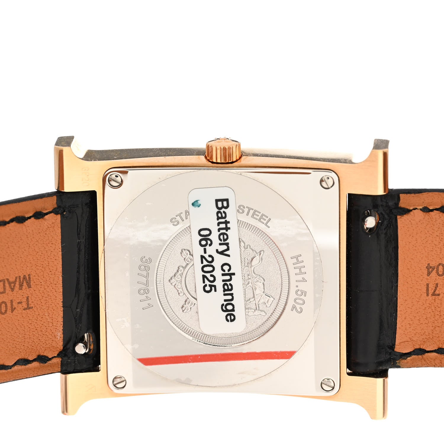 Hermes Stainless Steel Alligator Diamond Mother of Pearl 26mm Heure H Hour Quartz Watch Noir 4 of 5
