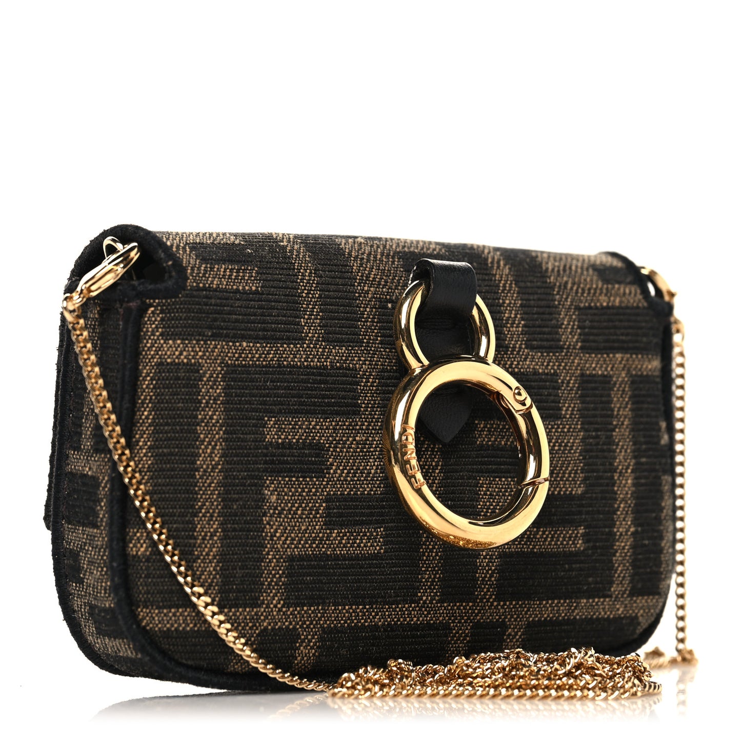 Fabric Jacquard FF 1974 Nano Baguette Charm Tobacco Moro Black