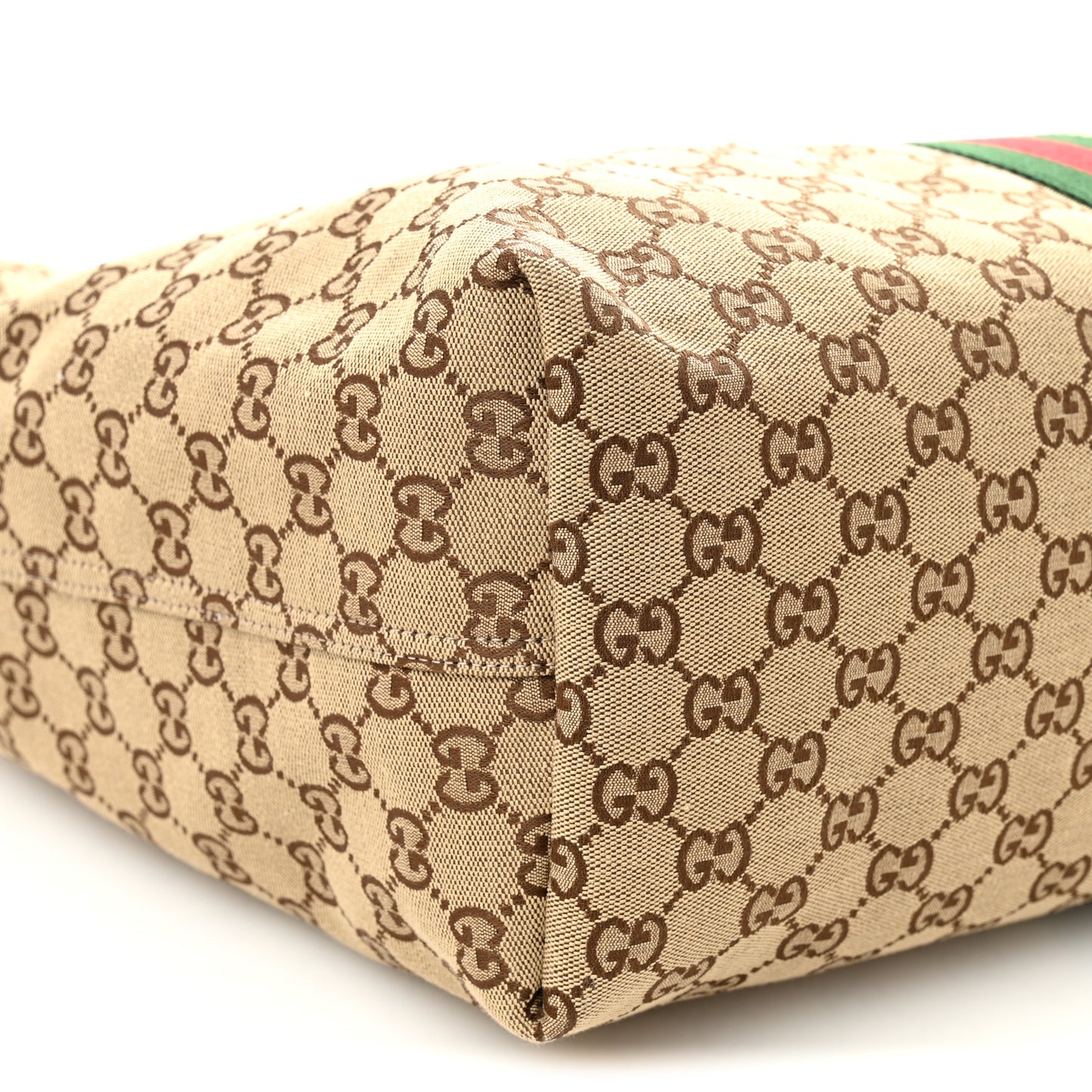 GG Monogram Web Large Giglio Tote Bag Beige Dark Brown