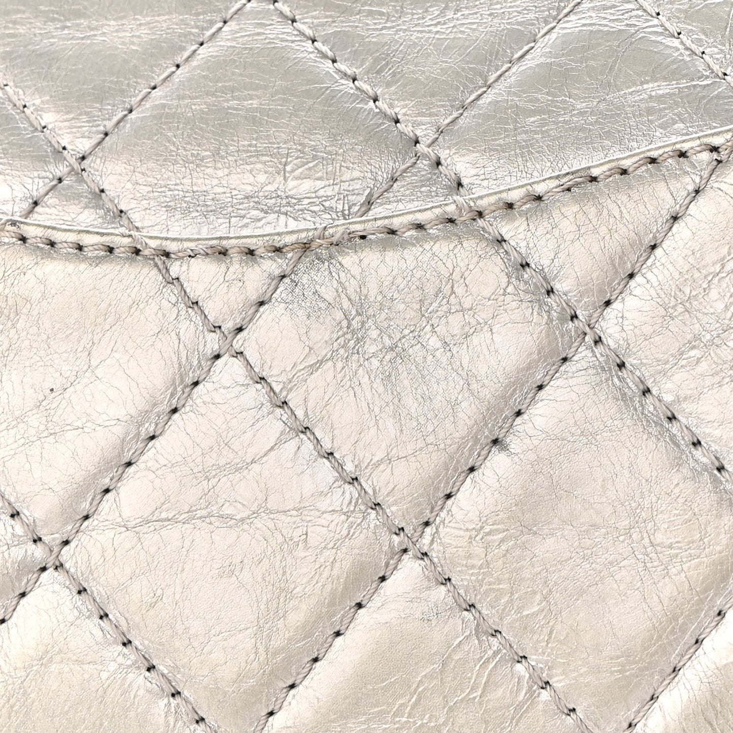 Metallic Aged Calfskin Quilted 2.55 Reissue 227 Flap Silver