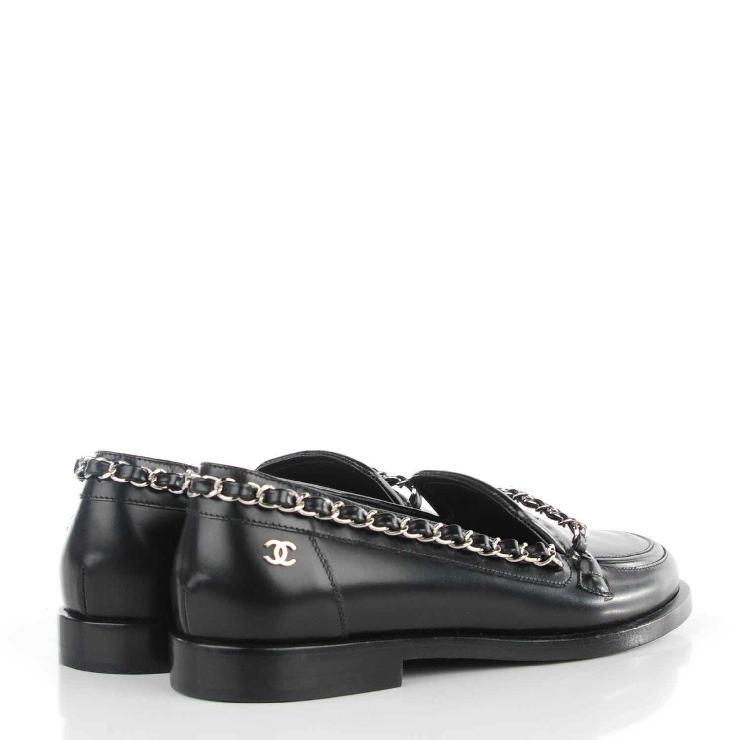 Chanel Calfskin Chain Loafers 35 Black 4 of 9