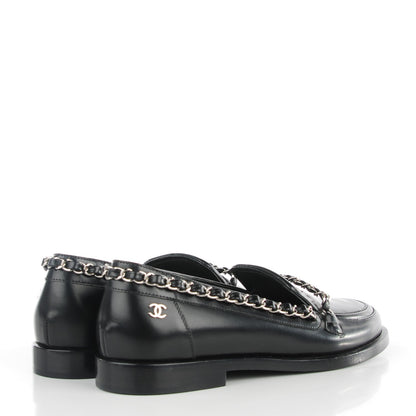 Chanel Calfskin Chain Loafers 35 Black 4 of 9