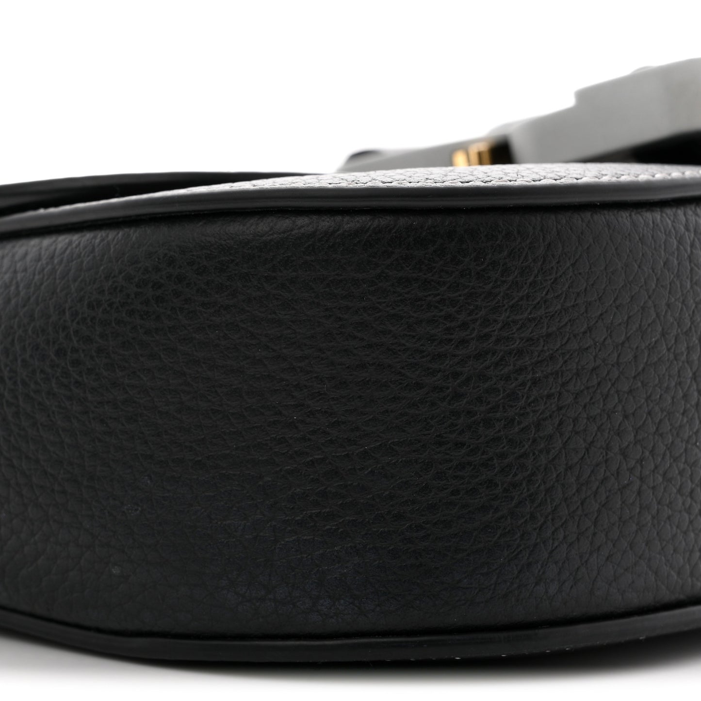 Grained Calfskin Saddle Messenger Bag With Strap Black