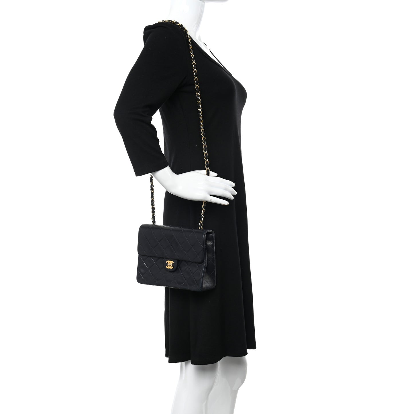 Lambskin Quilted Mini Square Flap Black