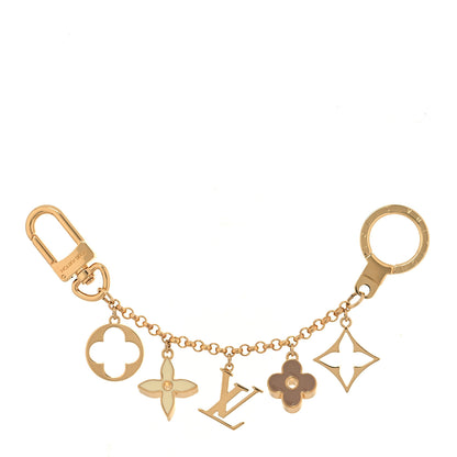 Louis Vuitton Brass Enamel Fleur De Monogram Bag Charm Chain Gold 1 of 4