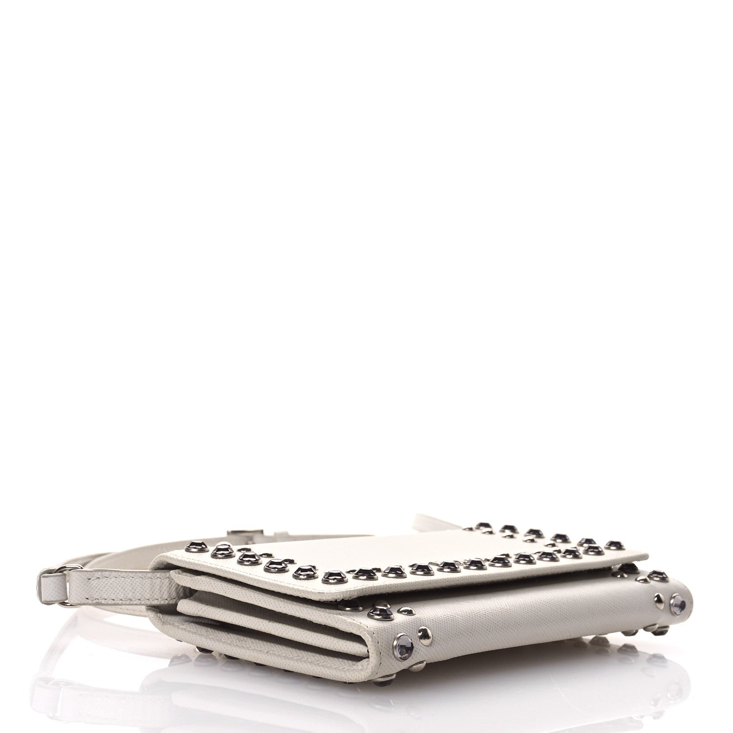 Prada Saffiano Crystal Studded Wallet On Strap Talco 4 of 12
