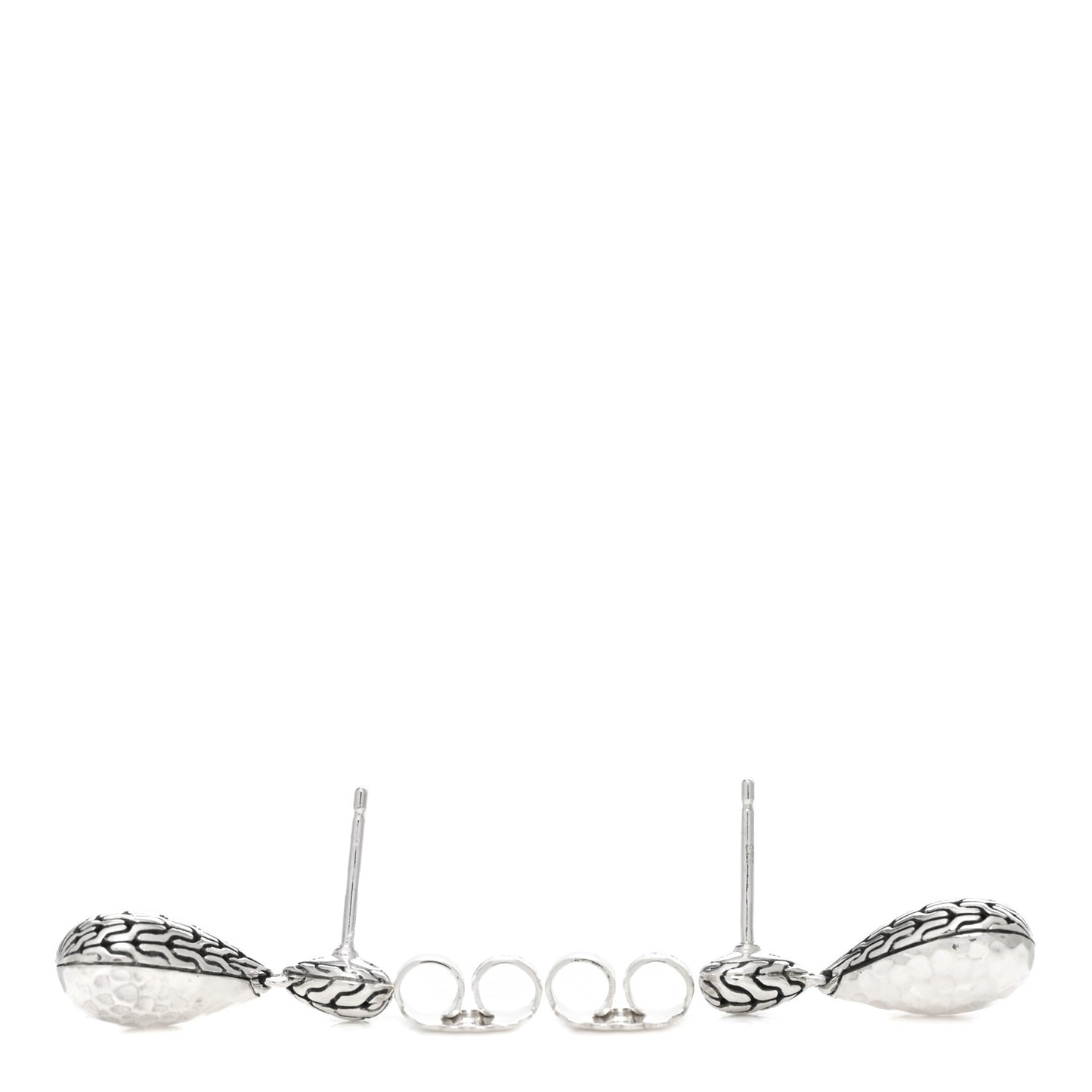 Sterling Silver Classic Chain Hammered Teardrop Earrings