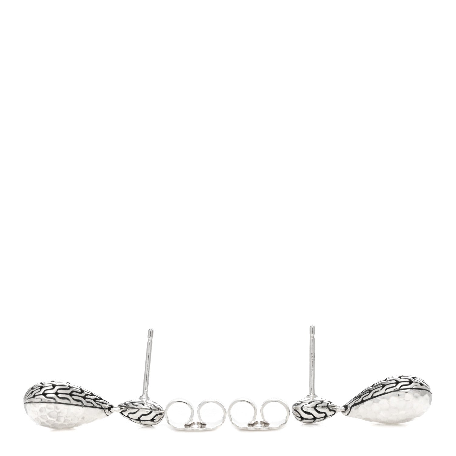 John Hardy Sterling Silver Classic Chain Hammered Teardrop Earrings 3 of 3