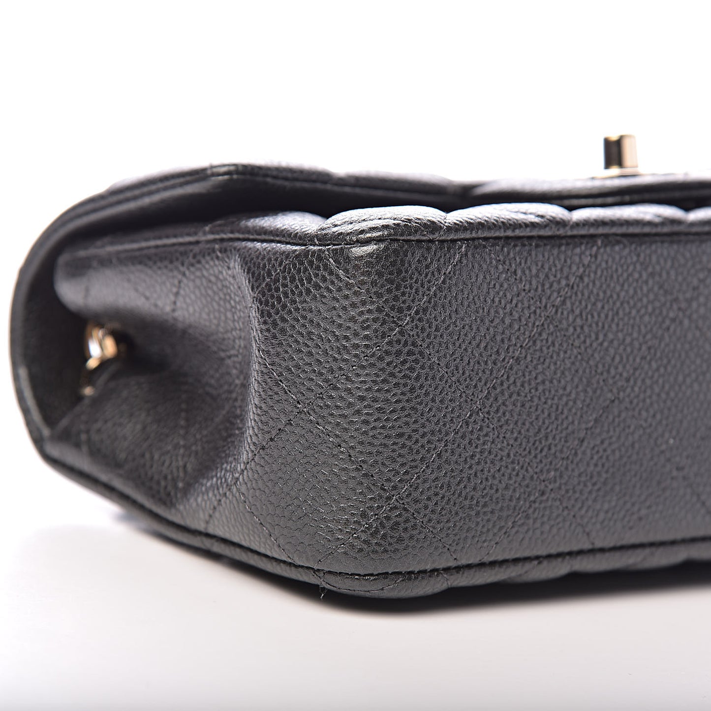 Caviar Quilted Mini Rectangular Flap Dark Grey