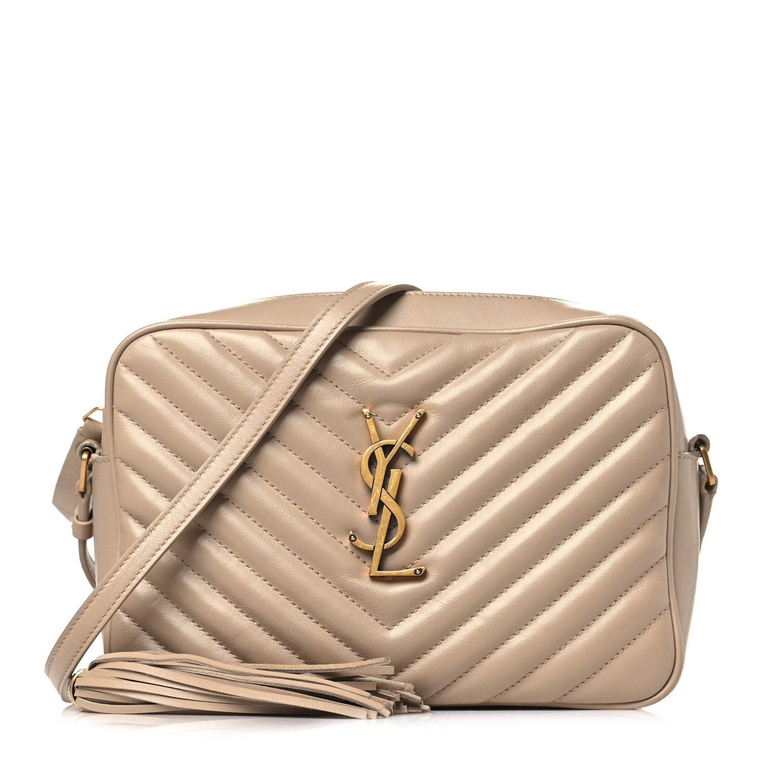 Saint Laurent Calfskin Matelasse Monogram Lou Camera Bag Dark Beige 1 of 12